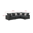 Benjara Serena 4pc Modular Sectional Sofa- 4 Accent Pillows- Gray Jacquard