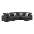 Benjara Serena 4pc Modular Sectional Sofa- 4 Accent Pillows- Gray Jacquard