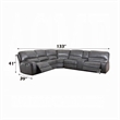 Benjara Saley Power Motion Sectional Sofa- USB- Gray Faux Leather- Console