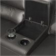 Benjara Saley Power Motion Sectional Sofa- USB- Gray Faux Leather- Console