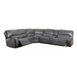 Benjara Saley Power Motion Sectional Sofa- USB- Gray Faux Leather- Console