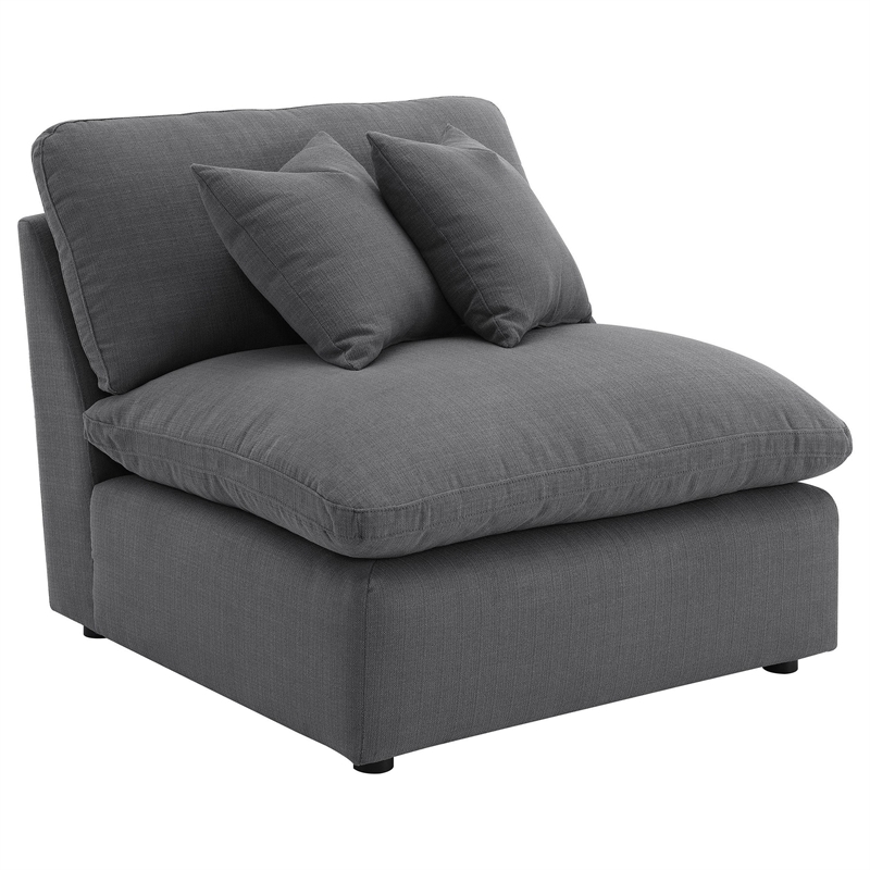 Benjara Hobo 6pc Sectional Sofa- Charcoal Gray Fabric- 10 Pillows- 120