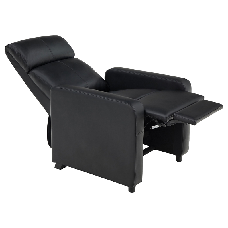 Benjara Heena Home Theater Set-4 Manual Recliners-3 Consoles-Black Faux Leather