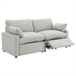 Benjara Biny Modular Power Reclining Loveseat- 2 Pillows- Light Gray- 86