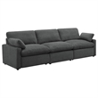 Benjara Biny Modular Power Reclining Sofa- 2 Pillows- Dark Gray- 124