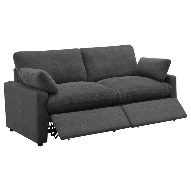 Benjara Biny Modular Power Reclining Loveseat- 2 Pillows- Dark Gray- 86