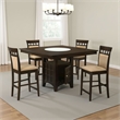 Benjara Uric Counter Height Dining Table Set w/ Wine Storage - Brown/Tan