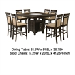Benjara Uric Counter Height Dining Table Set w/ Wine Storage - Brown/Tan