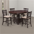 Benjara Lessa 5pc Counter Height Dining Set w/ Expandable Leaf - Brown