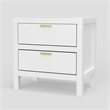 Fery Nightstand- 2 Drawers- Gold Metal Handles- White Solid Pine Wood