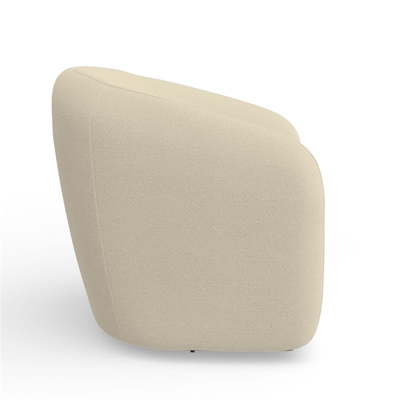 Mery Swivel Chair- Barrel Back- Ivory Upholstery- Solid Acacia Wood