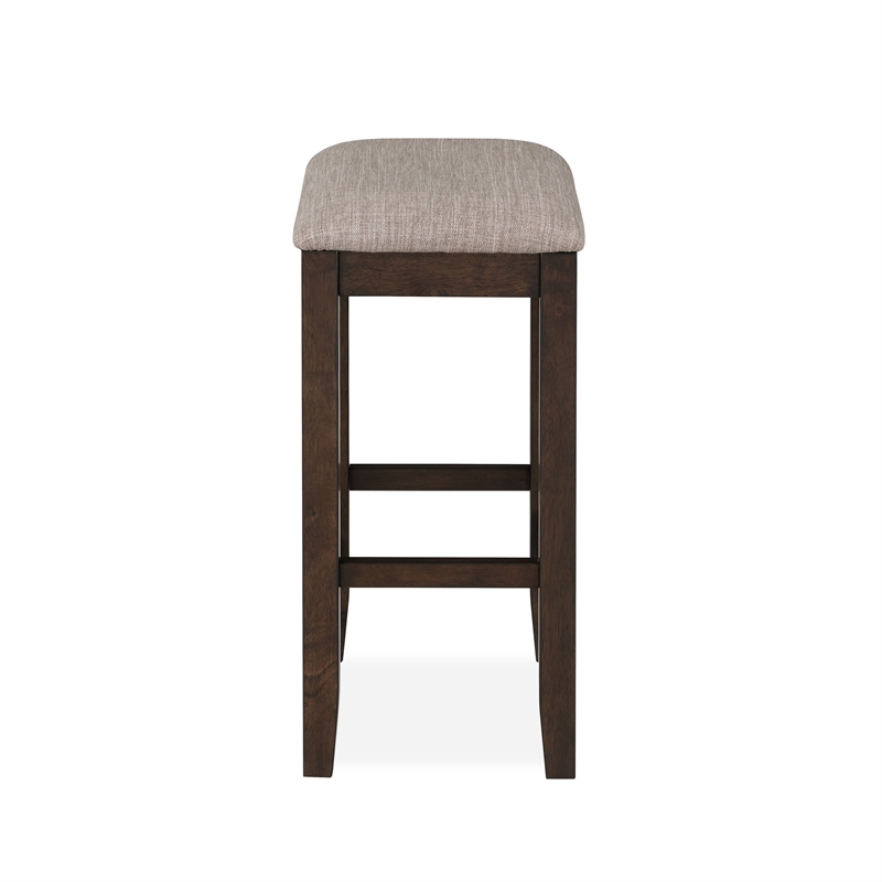 Ruth 25 Inch Counter Height Stool Set of 2- Beige Polyester Padded- Brown