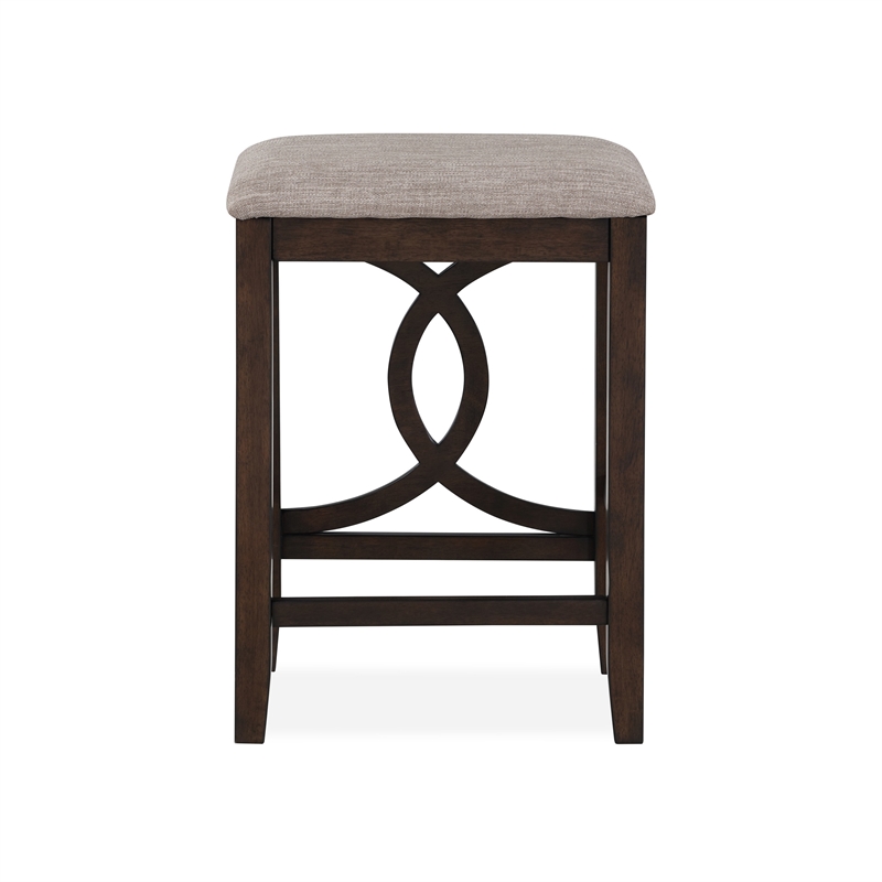 Ruth 25 Inch Counter Height Stool Set of 2- Beige Polyester Padded- Brown