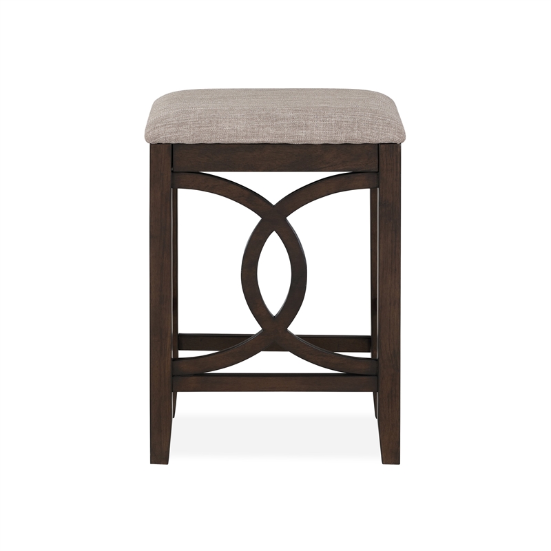 Ruth 25 Inch Counter Height Stool Set of 2- Beige Polyester Padded- Brown