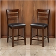 Wooden Counter Height Armless Chair- Walnut brown- Set of 2