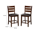 Wooden Counter Height Armless Chair- Walnut brown- Set of 2