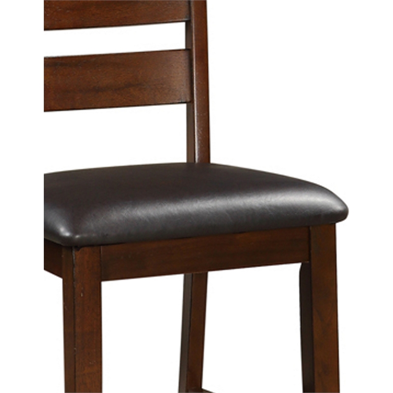 Wooden Counter Height Armless Chair- Walnut brown- Set of 2