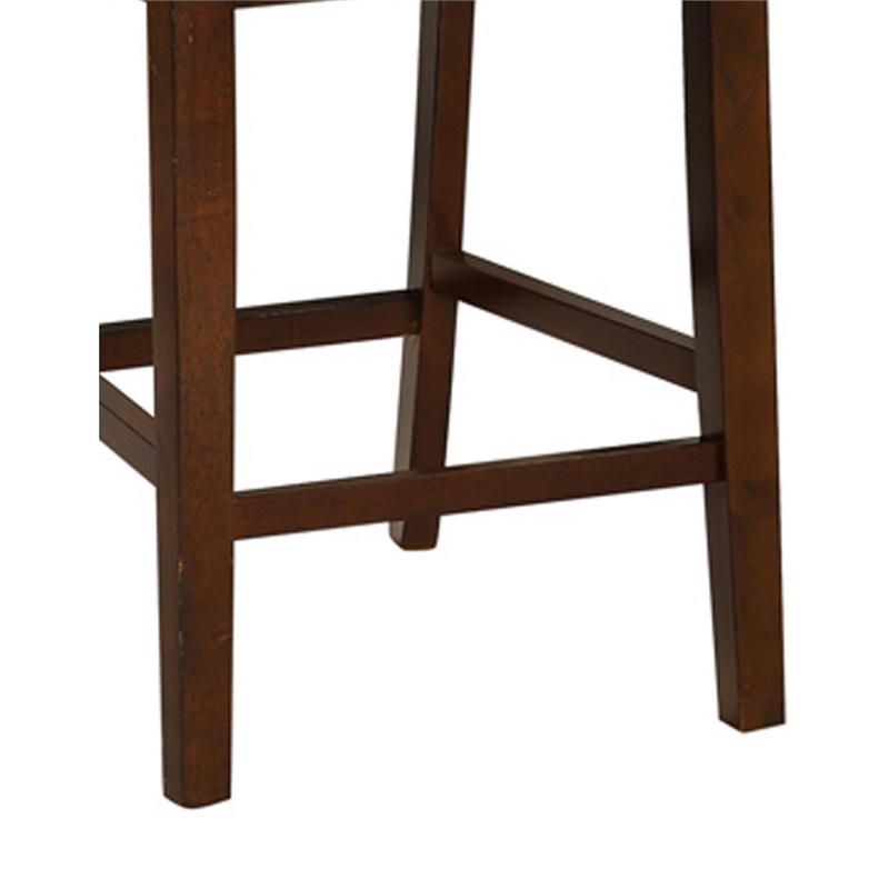 Wooden Counter Height Armless Chair- Walnut brown- Set of 2