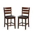 Wooden Counter Height Armless Chair- Walnut brown- Set of 2