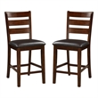 Wooden Counter Height Armless Chair- Walnut brown- Set of 2