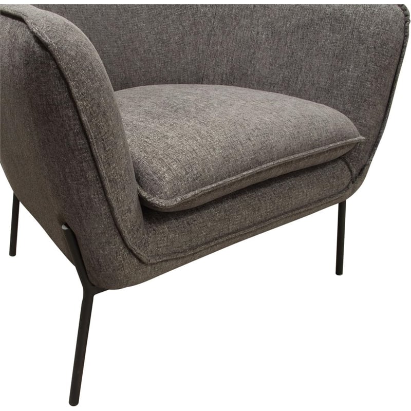 Polyester Upholstered Accent Chair with Splayed Metal Legs - Gray