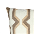 Contemporary Cotton Pillow with Geometric Embroidery- Brown and White