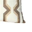 Contemporary Cotton Pillow with Geometric Embroidery- Brown and White