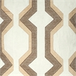 Contemporary Cotton Pillow with Geometric Embroidery- Brown and White