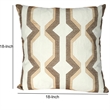 Contemporary Cotton Pillow with Geometric Embroidery- Brown and White