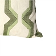 Contemporary Cotton Pillow with Geometric Embroidery- Green and White