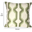 Contemporary Cotton Pillow with Geometric Embroidery- Green and White