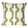 Contemporary Cotton Pillow with Geometric Embroidery- Green and White