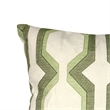 Contemporary Cotton Pillow with Geometric Embroidery- Green and White