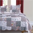 Microfiber Quilt and 1 Pillow Sham Set with Floral Prints- Multicolor