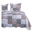 Microfiber Quilt and 1 Pillow Sham Set with Floral Prints- Multicolor