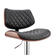 Metal and Faux Leather Adjustable Bar Stool- Black and Silver