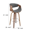 Swivel Bar Stool with Leatherette Bucket Seat- Gray
