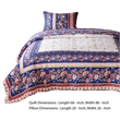 Loir 2 Piece Twin Quilt Set with Floral Print- Multicolor