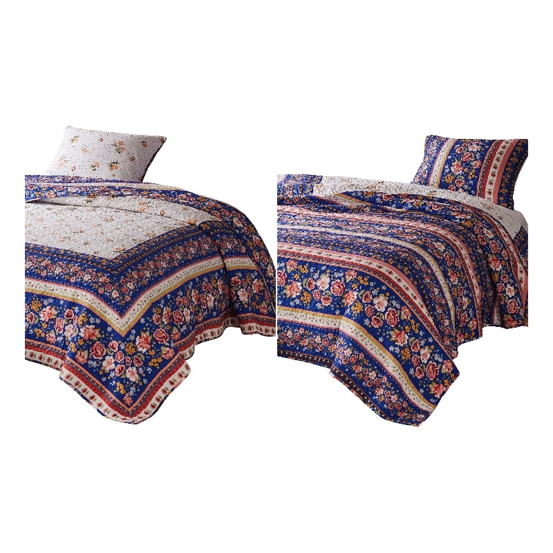 Loir 2 Piece Twin Quilt Set with Floral Print- Multicolor