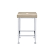 Counter Height Stool- Set of 2- Padded Seat and Metal Base- Beige