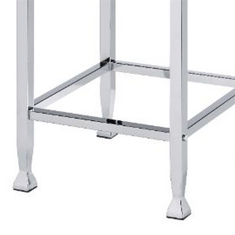 Counter Height Stool- Set of 2- Padded Seat and Metal Base- Beige