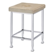 Counter Height Stool- Set of 2- Padded Seat and Metal Base- Beige