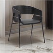 18.5 Inches Round Back Leatherette Dining Chair- Set of 2- Black