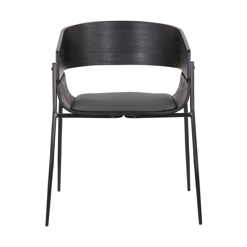 18.5 Inches Round Back Leatherette Dining Chair- Set of 2- Black