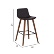 35 Inch Wooden Barstool with Leatherette Seat- Brown