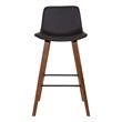35 Inch Wooden Barstool with Leatherette Seat- Brown