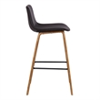 35 Inch Wooden Barstool with Leatherette Seat- Brown