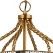 25 Inch Metal Chandelier Pendant- Bird Cage Design- Woven Rope- Gold