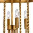25 Inch Metal Chandelier Pendant- Bird Cage Design- Woven Rope- Gold