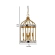 25 Inch Metal Chandelier Pendant- Bird Cage Design- Woven Rope- Gold